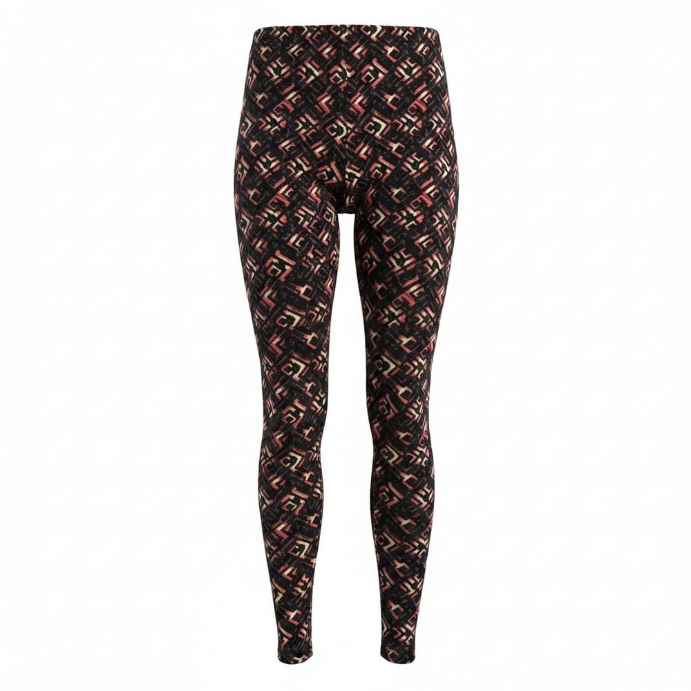 LuLaRoe Womens One Size Leggings Red Yellow Black Geometric Abstract High Rise